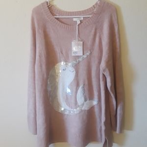 Light Pink Narwhal Graphic Sweater